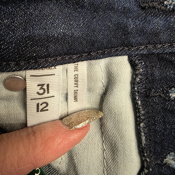 Loft The Curvy Skinny Dark Blue Jeans, Button Fly, Stretchy Size 31 / 12 - Picture 9 of 10